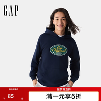 Gap 男女装2025春季贴布绣logo袋鼠袋连帽卫衣休闲上衣721290 海军蓝 L (175/96A)亚洲尺码