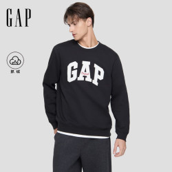 Gap 男女装2025秋季字母logo抓绒圆领卫衣合身简约上衣 灰黑色 S 美码 M亚洲码175/92A