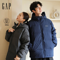 Gap 男装2025秋季logo宽松连帽泡芙羽绒服百搭保暖外套791896 海军蓝 S (165/88A)亚洲尺码