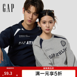 Gap 男女装秋季logo纯棉圆领长袖T恤时尚休闲上衣854726 浅灰色 L (175/96A)亚洲尺码