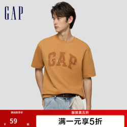 Gap 男女装秋季纯棉logo印花宽松短袖T恤百搭上衣868222 土橘色 L (175/96A)亚洲尺码