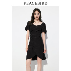 太平鸟 女装夏季花苞型连衣裙A1FAD2C11 黑色 S