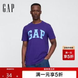 Gap 男女装夏季款纯棉印花logo圆领修身短袖T恤美版856659