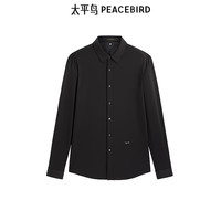 太平鸟 男装衬衫春季桑蚕丝商务衬衣潮 B1CAF1E15 黑色1 2XL