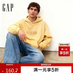 Gap 男女装秋季款重磅毛圈印花logo宽松连帽卫衣上衣788500