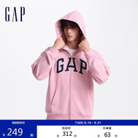 Gap 男女装2024初秋字母logo拉链连帽法式毛圈卫衣外套611720 粉色 XL (180/100A)(亚洲尺码)