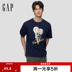 Gap 883714 印花大Logo 海军蓝 M码 男士短袖T恤