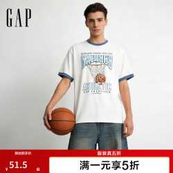 Gap 854334 logo印花宽松短袖T恤 白色 M