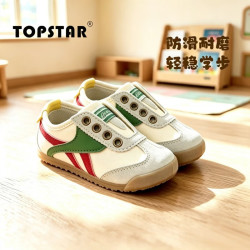 TOPSTAR 童鞋2026年秋季新款儿童帆布鞋透气男女童防滑软底鞋 米/红绿   35