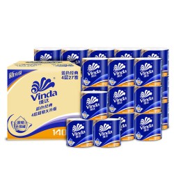 维达 蓝色经典卷纸4层140g*54卷整箱家用实惠装卫生纸厕所用G