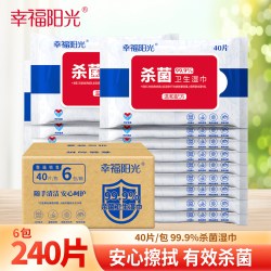 幸福阳光 湿巾纸巾 杀菌洁肤卫生湿巾 40片*6包装 杀灭细菌率达99.9%