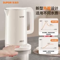 苏泊尔 电水壶1.7L家用有钛不锈钢恒温智能电热水壶自动断电烧水壶