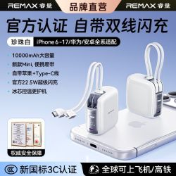 REMAX 迷你充电宝2026新款mini超薄小巧便携式10000mAh自带线22.5W快充移动电源适用苹果