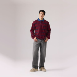 Levi's 休闲牛仔拼接POLO领T恤