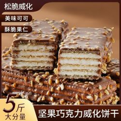 香货阁 坚果巧克力威化饼干 夹心奶油威化 网红休闲零食早餐整箱批发100g