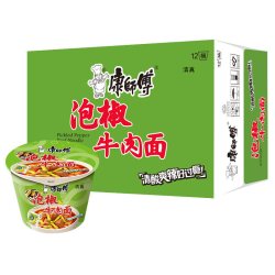 康师傅 清真方便面泡椒牛肉面*12桶装整箱装泡面方便速食批发包邮