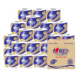 心相印 卷纸4层27卷云感柔肤有芯卷筒纸卫生纸家用整箱装厕纸手纸