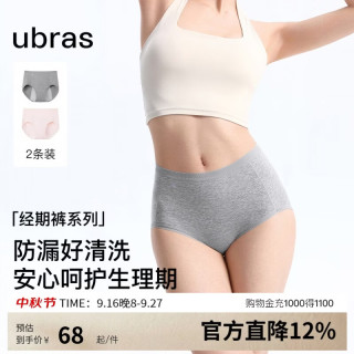 Ubras 26新款经期裤内裤女士加长底裆安全防侧漏中高腰姨妈期专用卫生裤