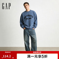 Gap 男女装春款红色新年摇粒绒宽松圆领卫衣休闲上衣786711 灰蓝色 S (165/88A) 亚洲尺码