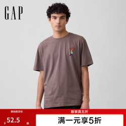 Gap 889572 卡通图案圆领短袖T恤 亚麻棕 M码