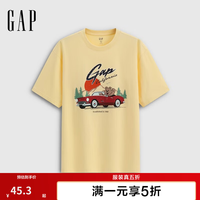 Gap 866351 Logo印花宽松短袖T恤 鹅黄色 S