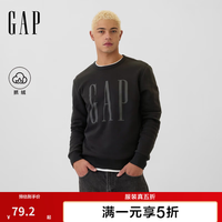 Gap 男女装秋季印花加绒圆领卫衣合身上衣美版542214 黑色 XS 美码 S亚洲码175/88A