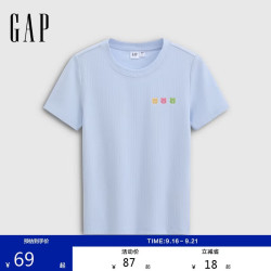 Gap 858699 彩色小熊刺绣 女士针织短袖T恤