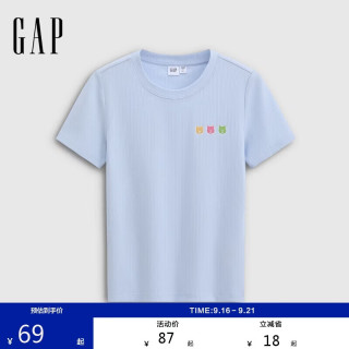 Gap 858699 彩色小熊刺绣 女士针织短袖T恤