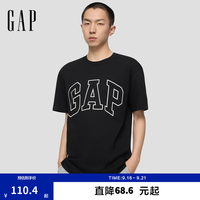 Gap 男女装2025春季纯棉印花logo短袖T恤宽松休闲上衣725617 黑色 L (175/96A) 亚洲尺码