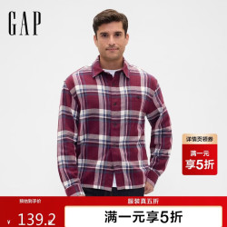 Gap 男装秋季款法兰绒纯棉宽松翻领衬衫长袖上衣美版799393
