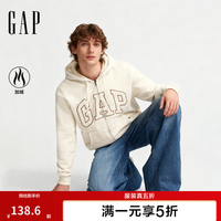 Gap 男女装2025秋季LOGO仿羊羔绒宽松连帽衫卫衣美版789781 米色 M 美码  L亚洲码180/96A