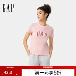 Gap 女装2025春季纯棉发泡胶印logo短袖T恤常规休闲上衣727460 淡粉色 L (170/88A) 亚洲尺码