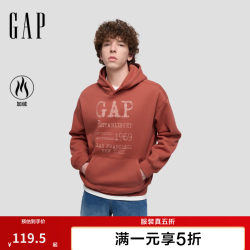 Gap 男女装秋美式潮流印花连帽加绒宽松卫衣1SS623805 砖红色 M (170/92A)亚洲尺码