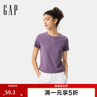 Gap 女装秋季复古街头纯棉圆领短袖T恤727402 紫色 S 亚洲尺码