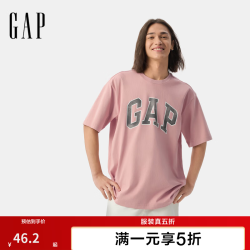 Gap 男女装夏季款胶印大logo纯棉短袖T恤百搭宽松上衣729356 粉色 L (175/96A) 亚洲尺码