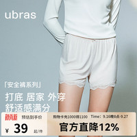 Ubras 防走光安全裤优可蕾丝花边宽松居家两穿女士短裤打底裤 燕麦奶色 XL