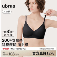 Ubras 夹心软支撑光面文胸女士内衣女背勾款-黑色M