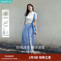 茵曼 法式POLO领镂空薄针织衫2026夏季女装新款立体花朵短袖上衣 奶油白 M