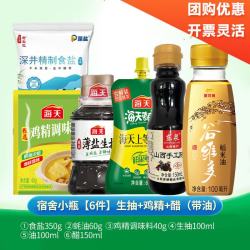 海天 学生宿舍调料组合套装小瓶油盐酱醋厨房调料调味料生抽老抽酱油 宿舍小瓶生抽+鸡精+醋（带油）
