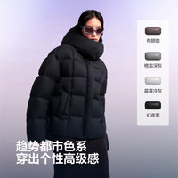 值友专享：波司登 羽绒服女短款 90绒泡芙时尚百搭冬季厚款保暖外套 幻夜黑