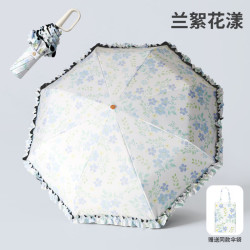 温诗欧 花朵三折晴雨伞黑胶防晒