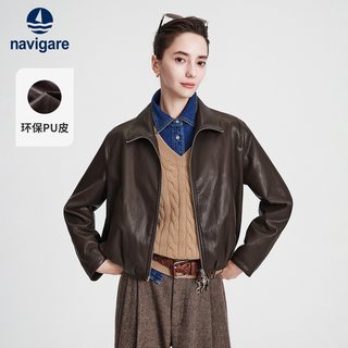 Navigare 纳维凯尔 女士翻领皮夹克 短外套