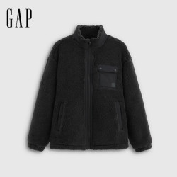 Gap 830334 仿羊羔绒拼接 小立领夹克
