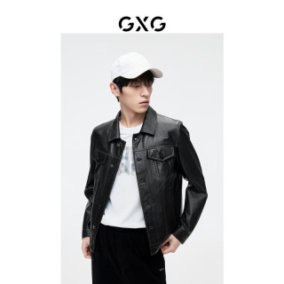 GXG 经典翻领皮衣短款
