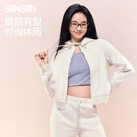 SIINSIIN 卫衣外套女2025新款早秋休闲宽松慵懒风连帽短款长袖上衣 慵懒黑 M