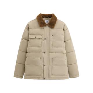 Gap 830325 仿羊羔绒翻领 卡其色 M 男士棉服