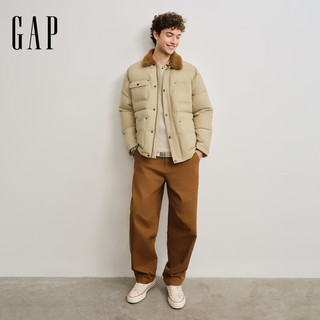 Gap 830325 仿羊羔绒翻领 卡其色 M 男士棉服