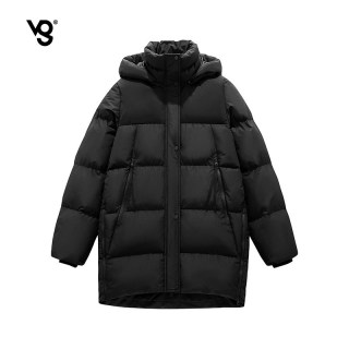 VUUG 长款棉服加厚连帽可拆卸 保暖外套