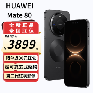 华为 Mate 80 旗舰手机 第二代红枫影像鸿蒙AI 华为直屏鸿蒙手机 华为mate80手机 官方正品 曜石黑 12GB+256GB全网通 官方标配