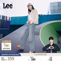 Lee 高腰直脚复古撞色猫须牛仔裤 中蓝色 24